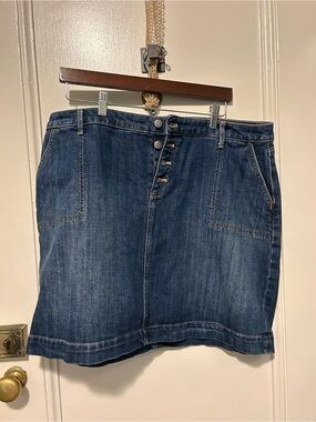Talbots Dark Blue Denim Button-Front Skirt16WP